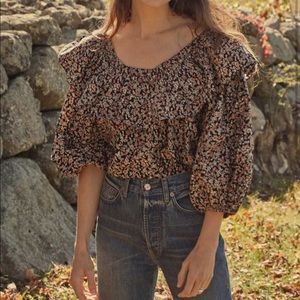 Doen Black and Pink Floral Blouse